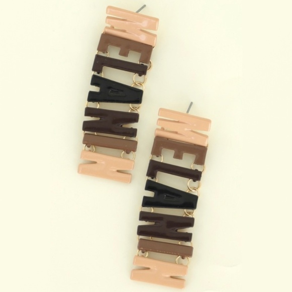 Melanin shades long drop earrings